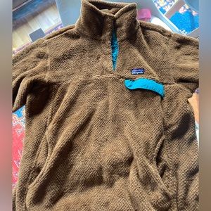 Patagonia retro brown pullover fleece with snaps